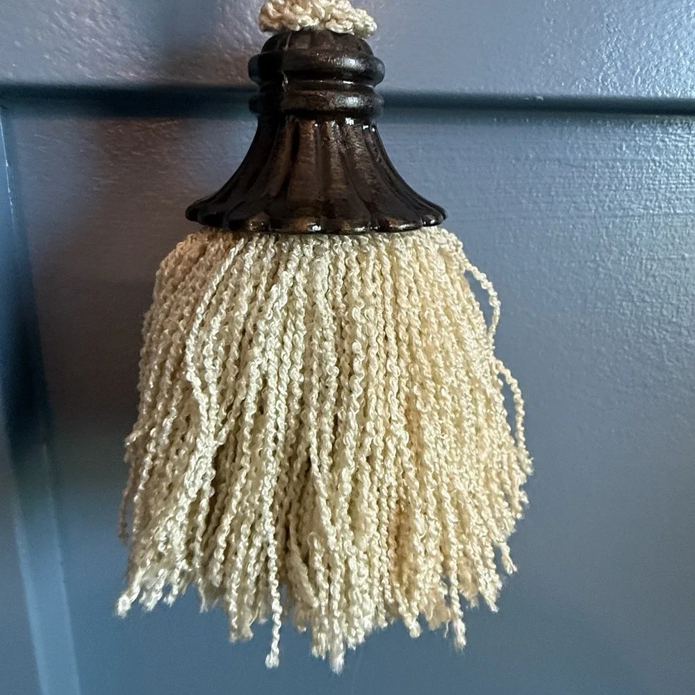 Vintage Tassel Collection Sage Green Chenille Cream Red Drapery Tiebacks